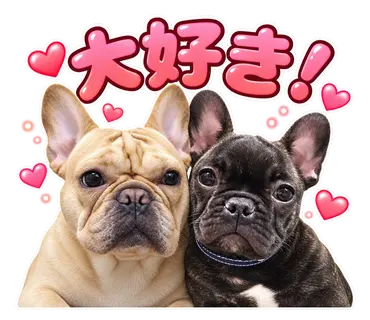 2匹のフレンチブルドッグから制作した通常・静止LINEスタンプ24